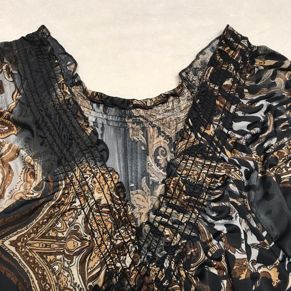 V-Neck Maxi Dress Women’s Size 4 animal print short sleeve Pre owned - Picture 11 of 14